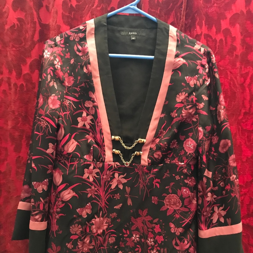 VINTAGE GUCCI FLORAL SILK TUNIC